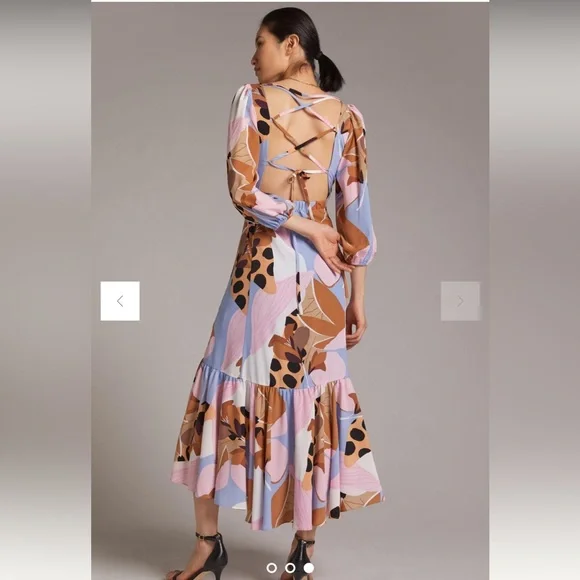 Anthropology Bloom Wrap Midi dress, size large! - Picture 2 of 11